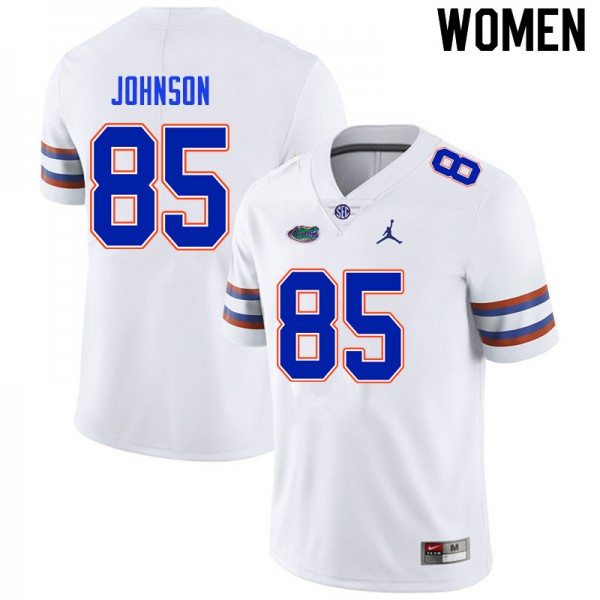 Women #85 Kevin Johnson Florida Gators College Football Jersey White